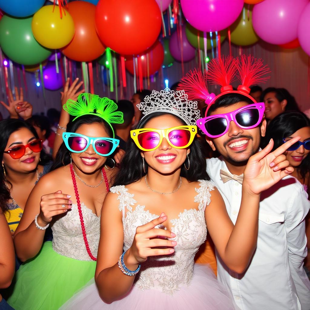 Invitados con accesorios de hora loca
